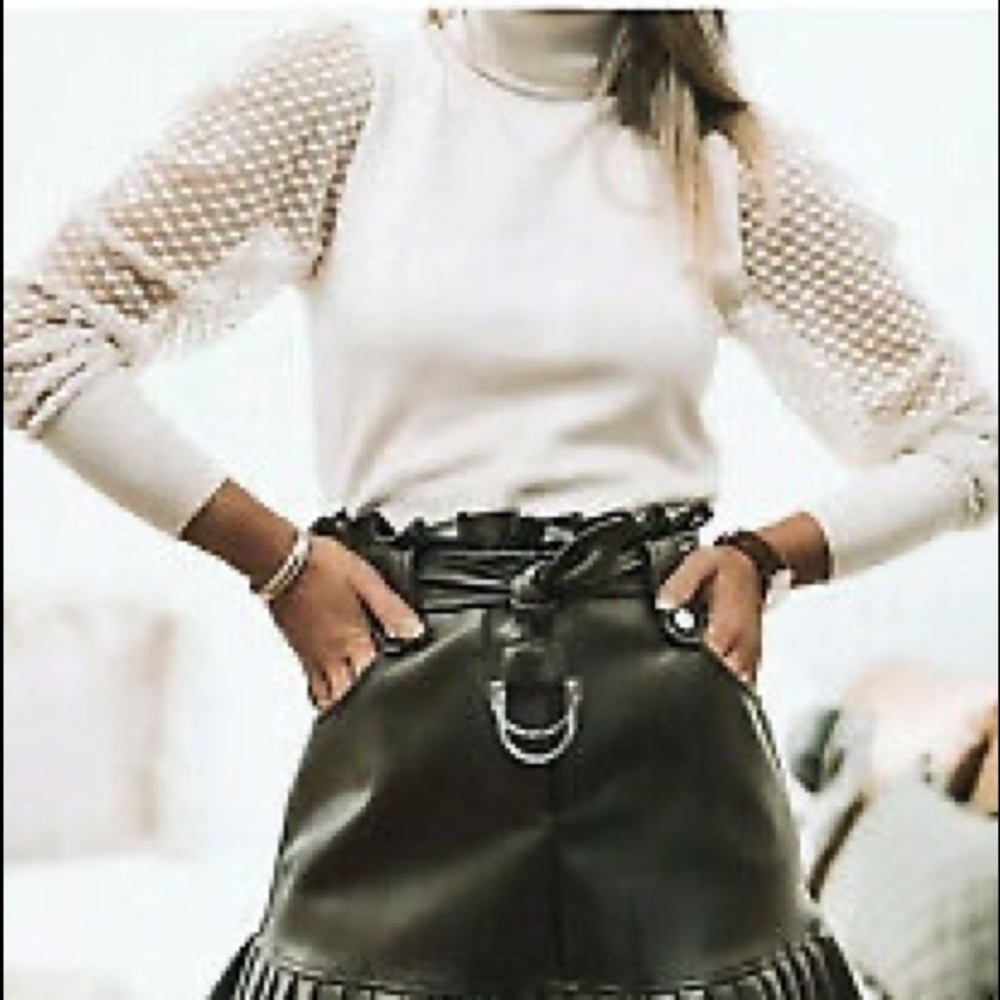 REDUCED Zara knit Top with Organza Sleeves S